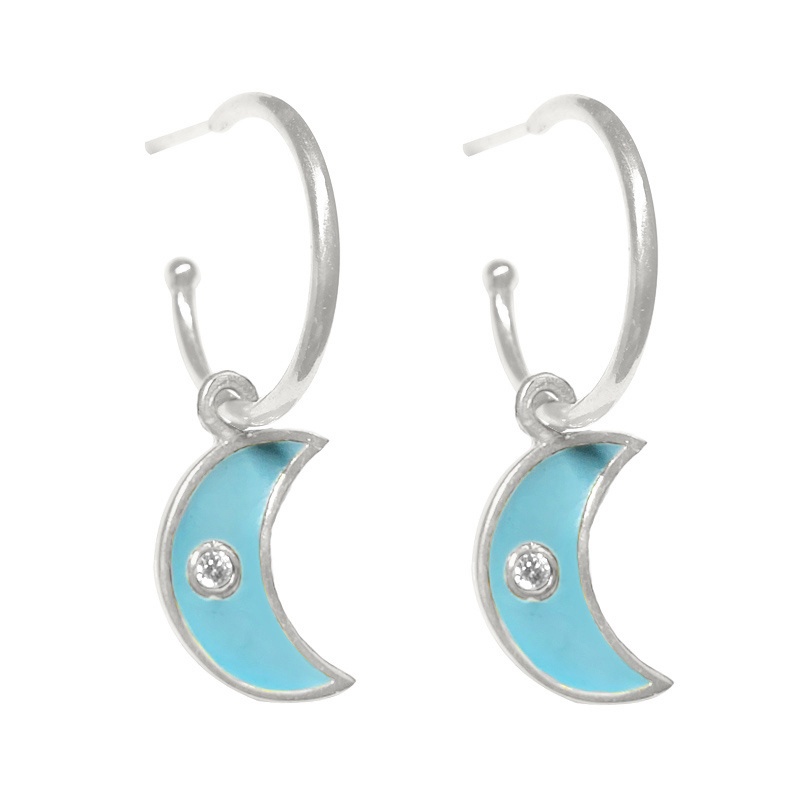 pendiente luna plata pendiente luna plata