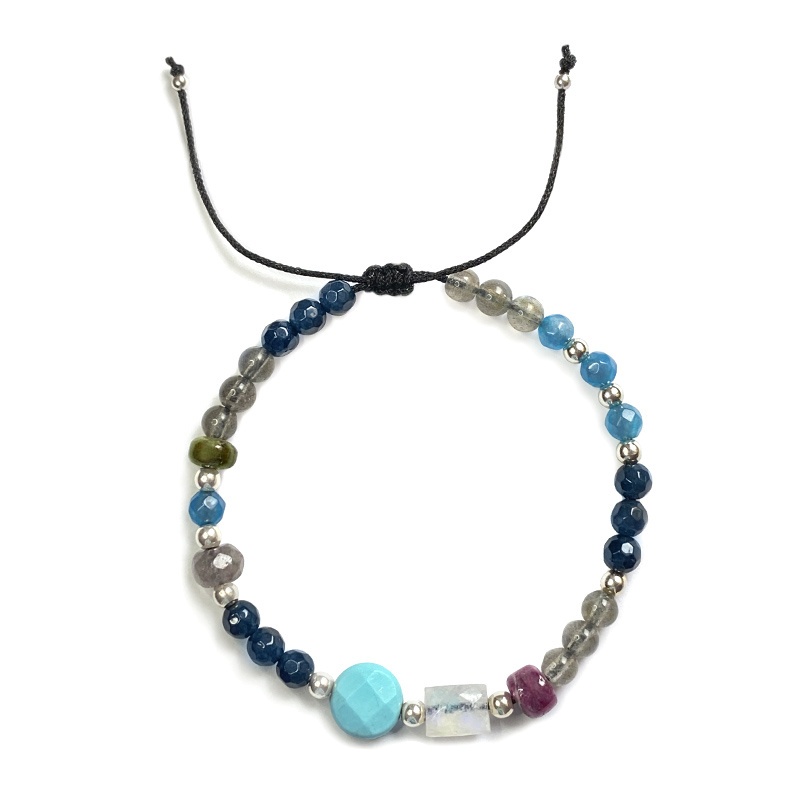 pulsera piedras azules plata