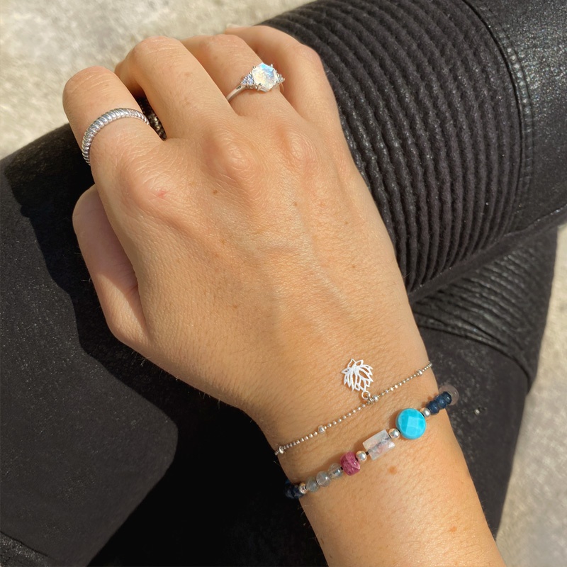 Pulsera plata flor de loto 2