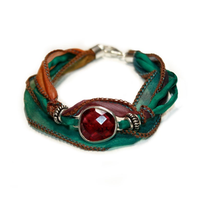 Pulsera de seda y baño de plata GARDEN