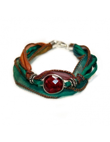 Pulsera de seda y baño de plata GARDEN