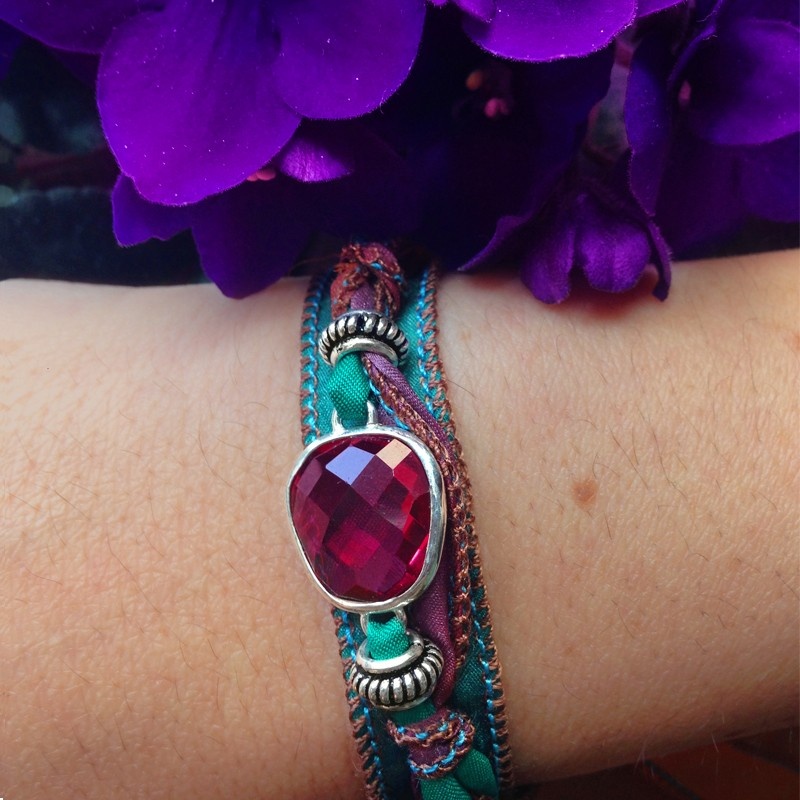 Pulsera de seda y baño de plata GARDEN 2