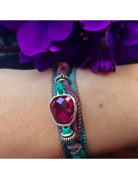 Pulsera de seda y baño de plata GARDEN