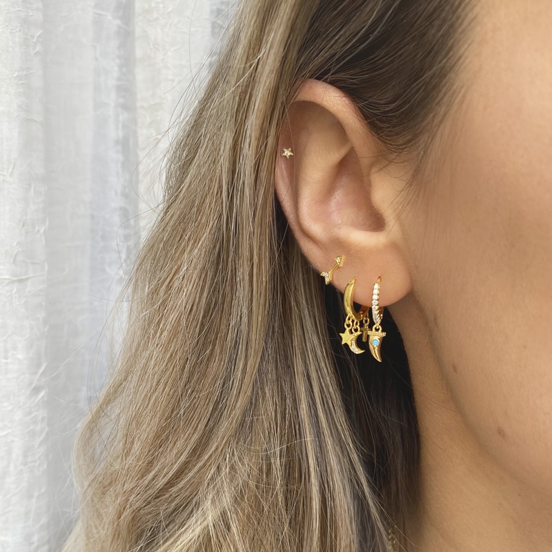 pendiente aro luna estrella cruz 2