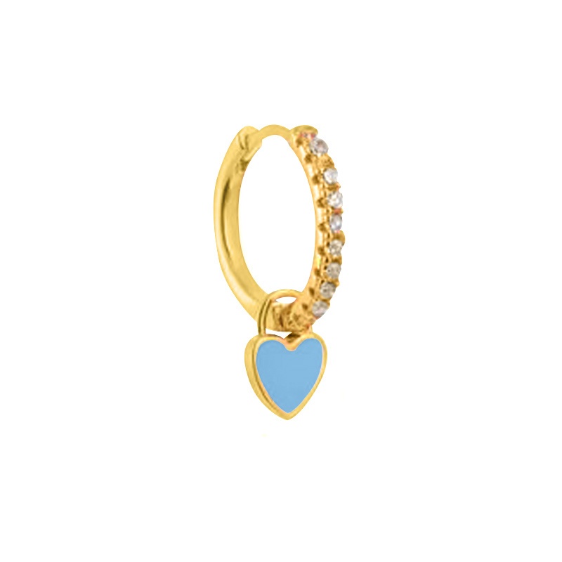 pendiente aro corazon azul
