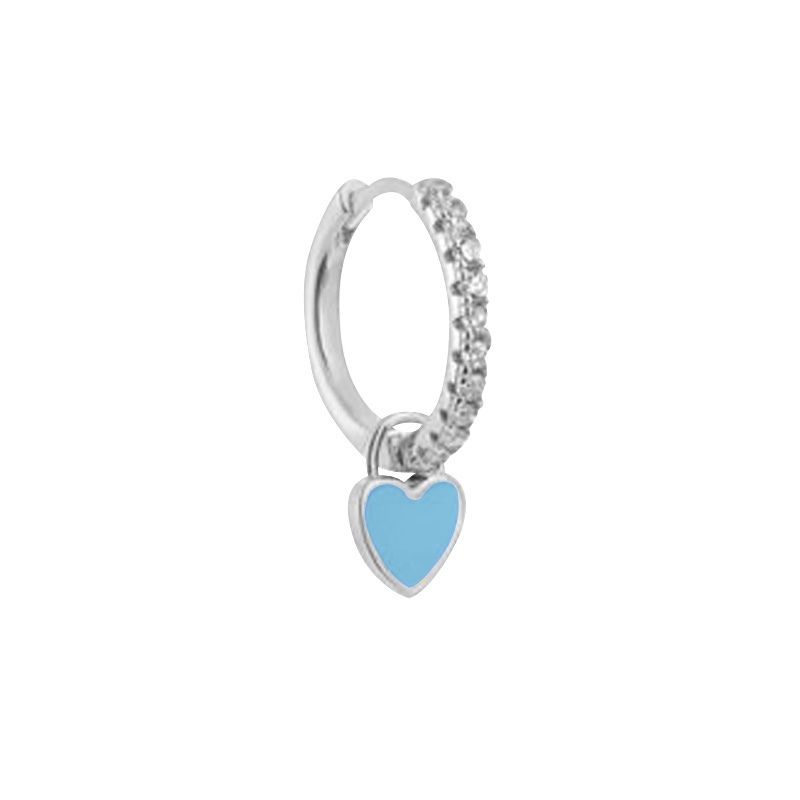 pendientes corazon azul plata