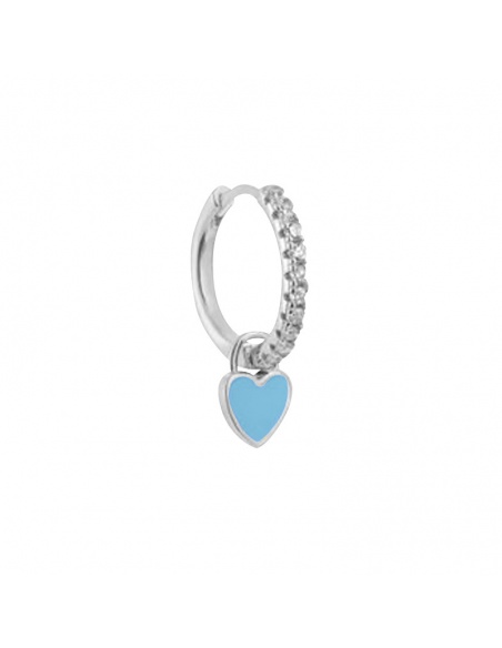 pendientes corazon azul plata