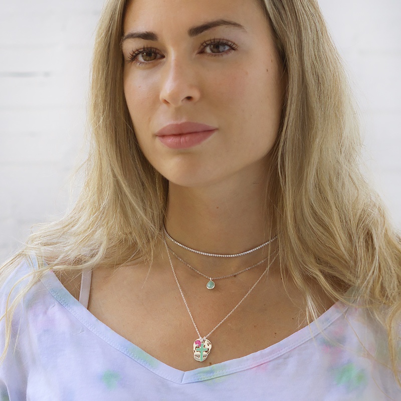 collar calavera plata cruz 2