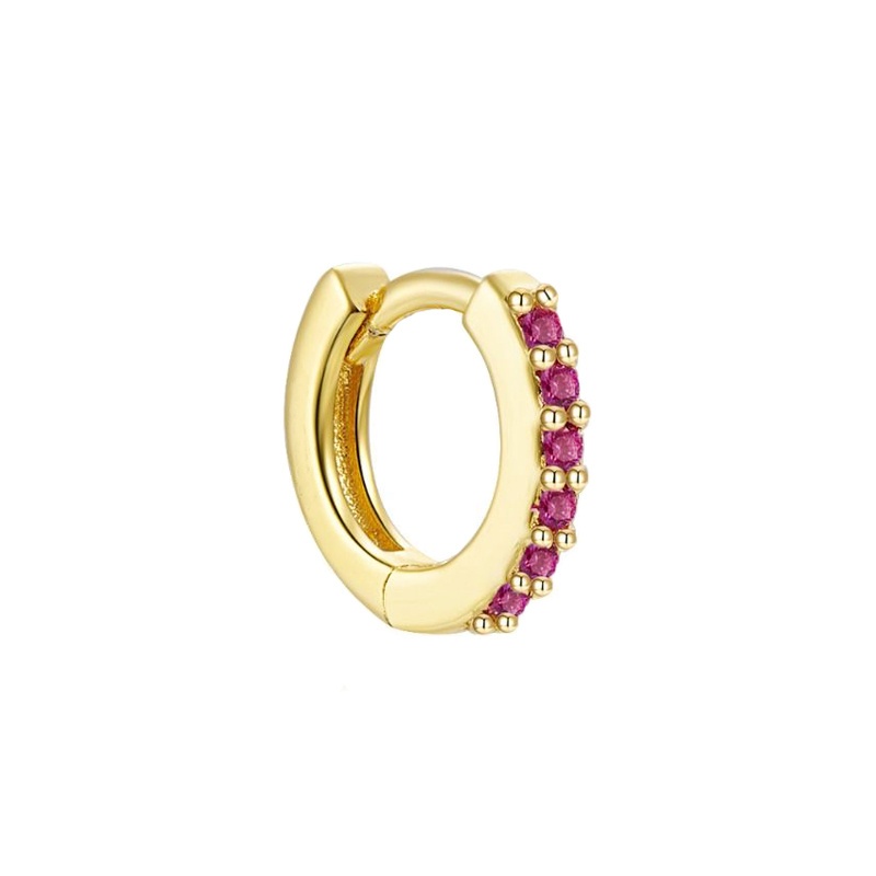 Pendiente aro fucsia oro