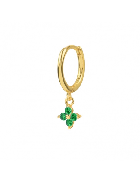 pendiente flor circonita oro verde