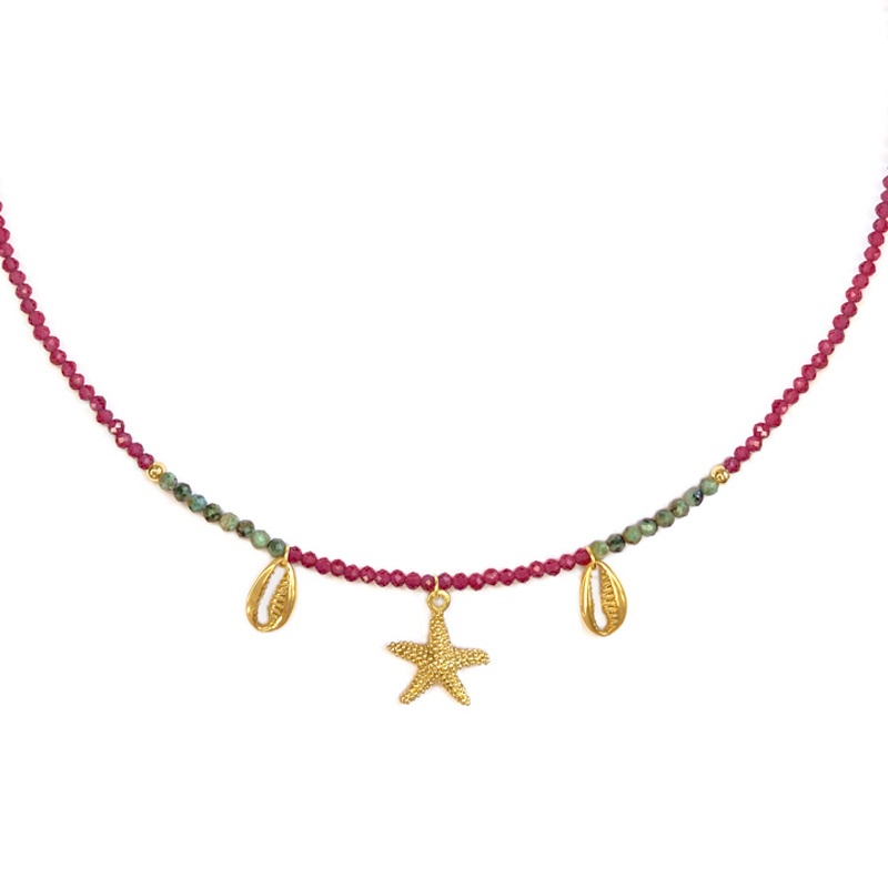Choker estrella y conchas oro