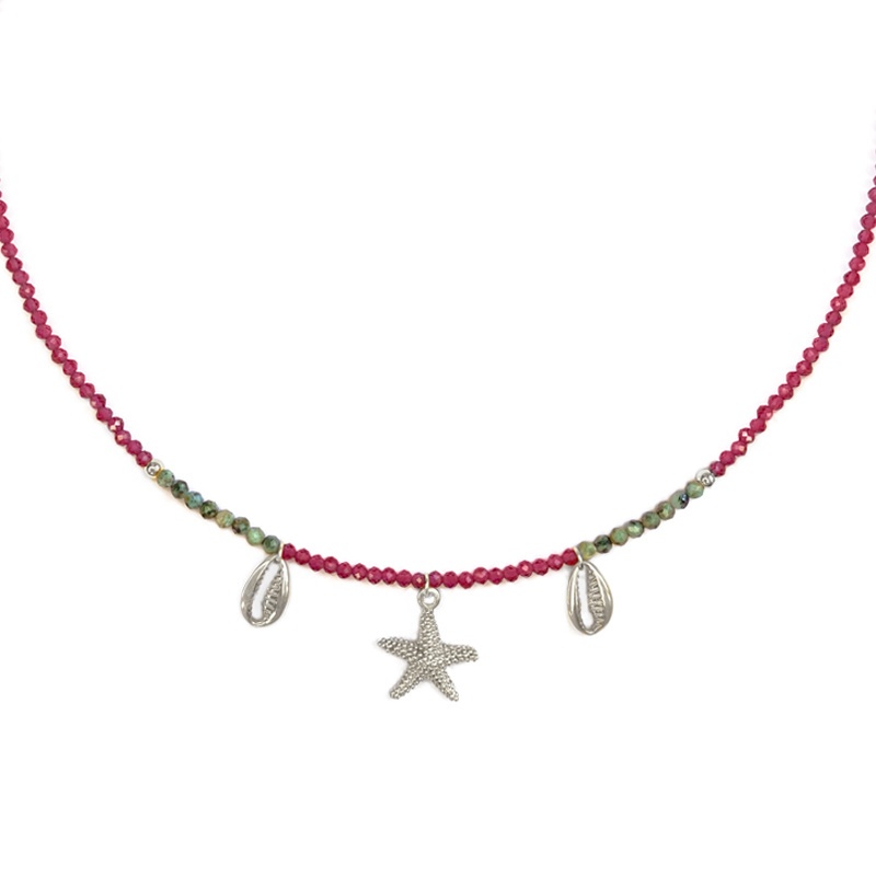 Choker estrella y conchas plata