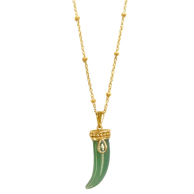collar cuerno aventurina oro