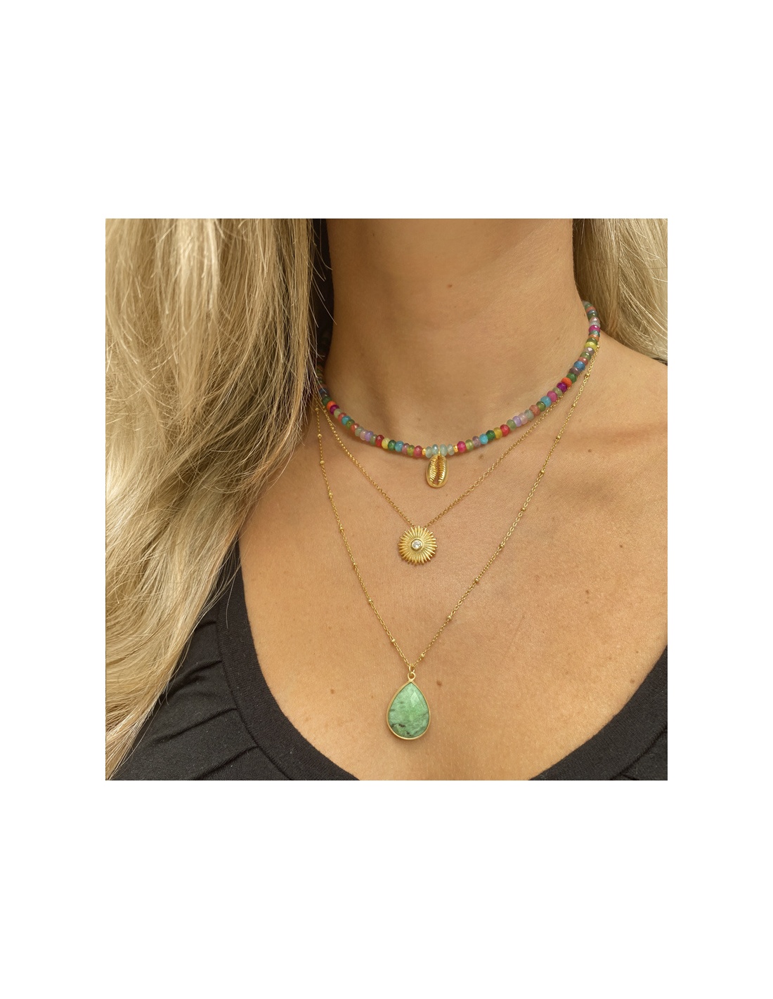 collar piedras colores plata collar piedras colores plata