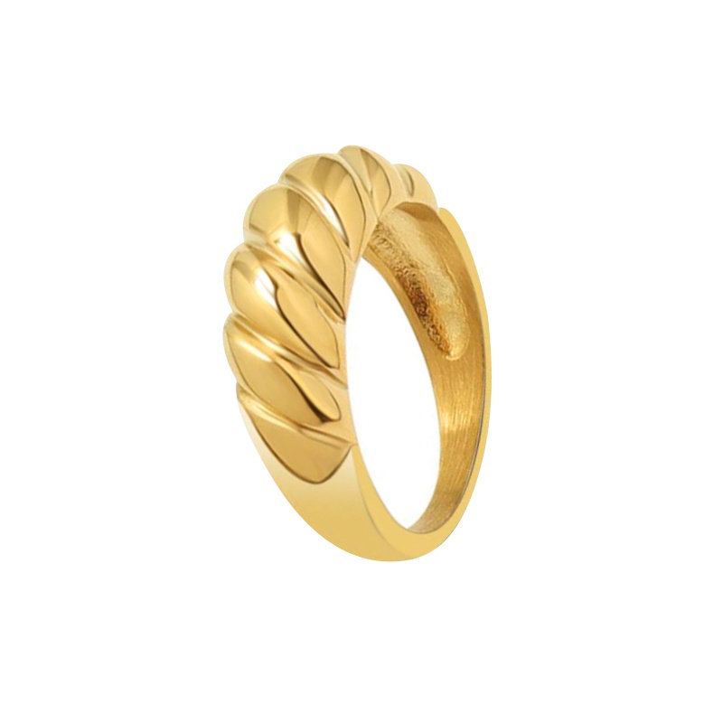 anillo croissant acero dorado