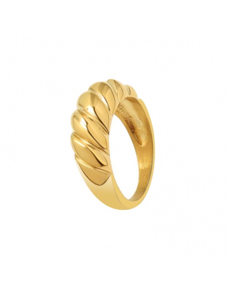 anillo croissant acero dorado