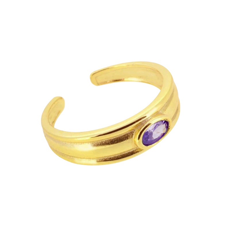 anillo oro circonita lila