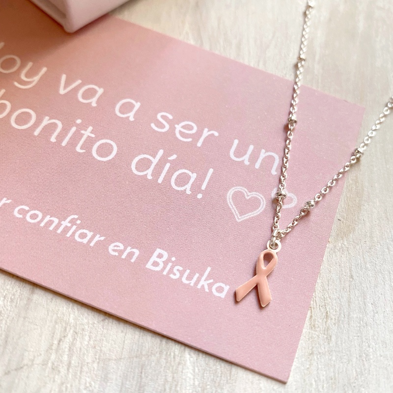 colgante lazo rosa plata