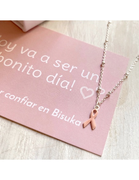 colgante lazo rosa plata