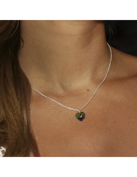 Colgante corazón swarovski azul-verde