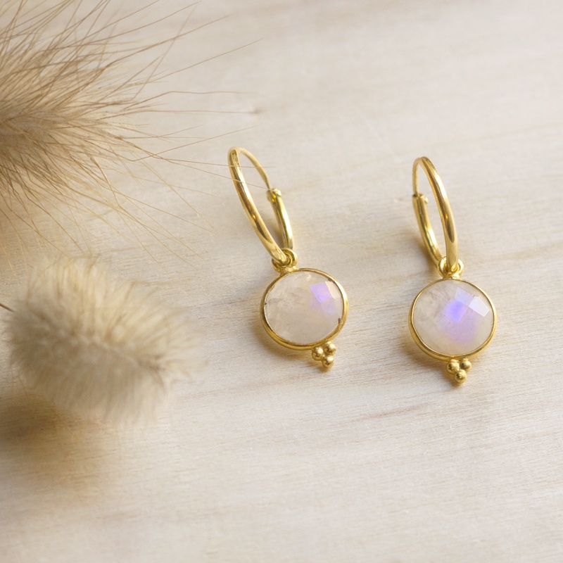Pendientes piedra de luna oro