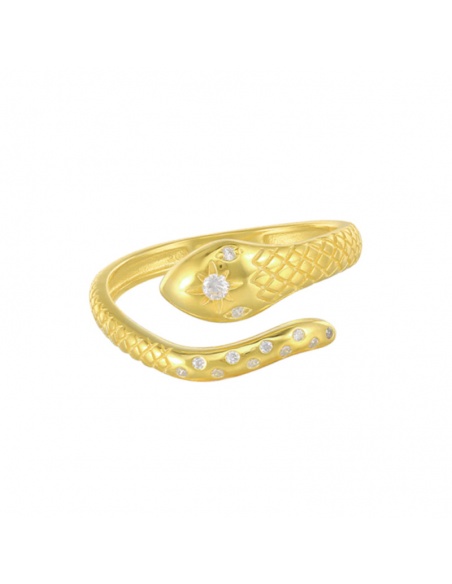 anillo serpiente oro circonitas