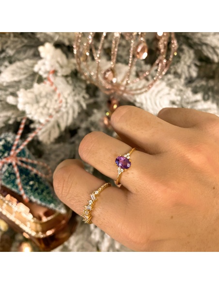 anillo amatista circonitas oro