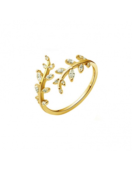 Anillo hojas circonitas