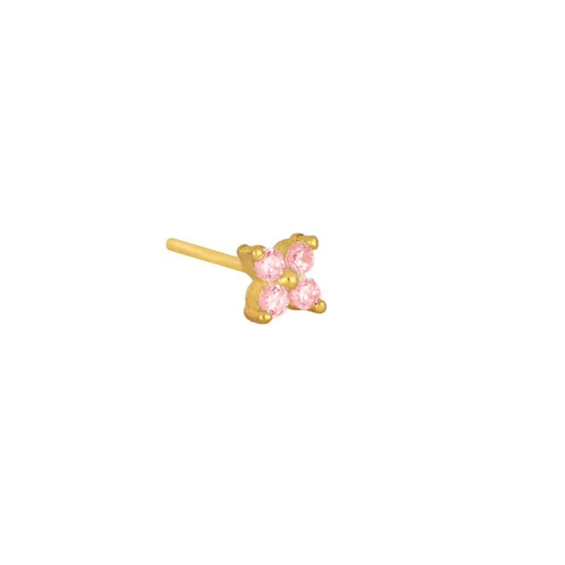 pendiente flor rosa oro