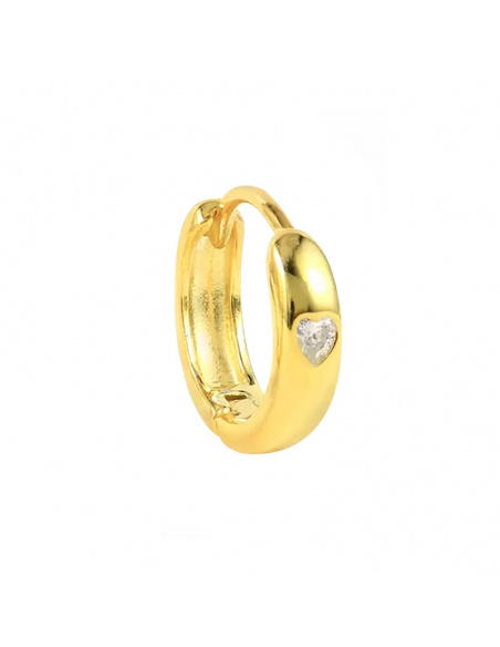 pendiente aro corazon oro