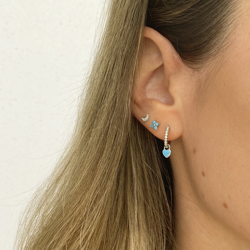 pendientes corazon azul plata 2