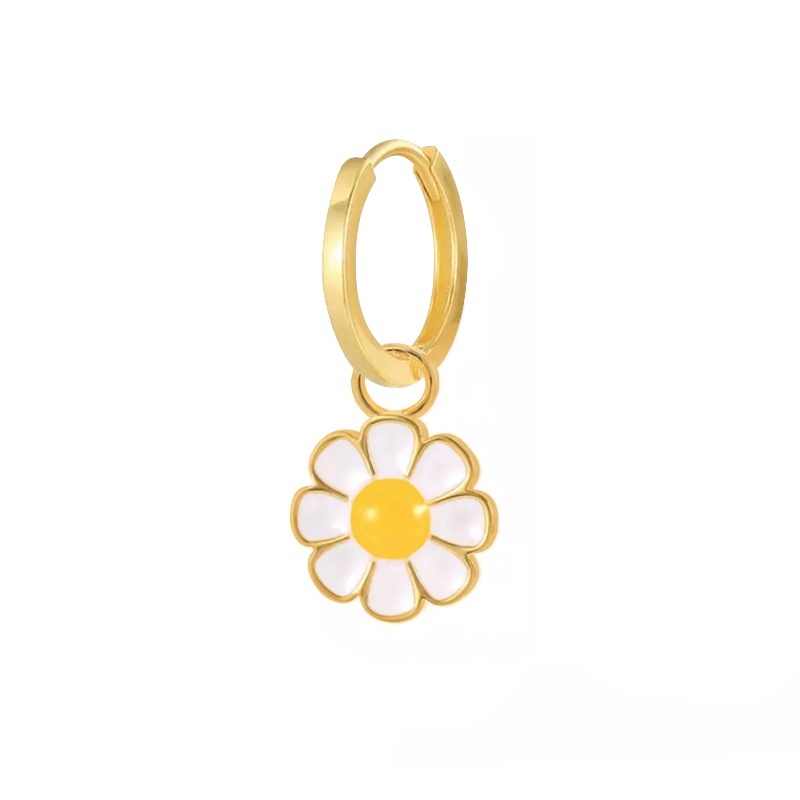 pendiente aro margarita oro