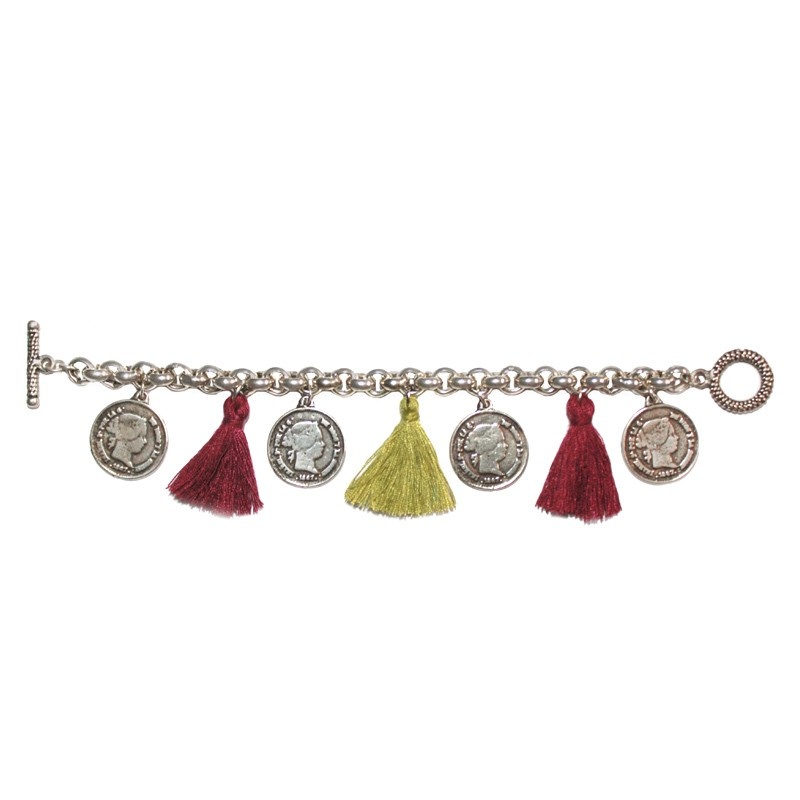 Pulseras zamak, borlas y swarovski
