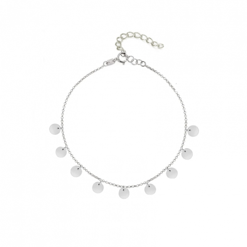 Tobillera plata mini monedas