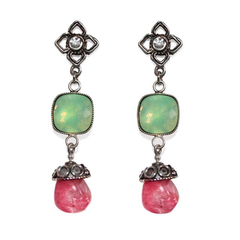 Pendientes swarovski y piedra Clematide