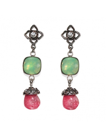 Pendientes swarovski y piedra Clematide
