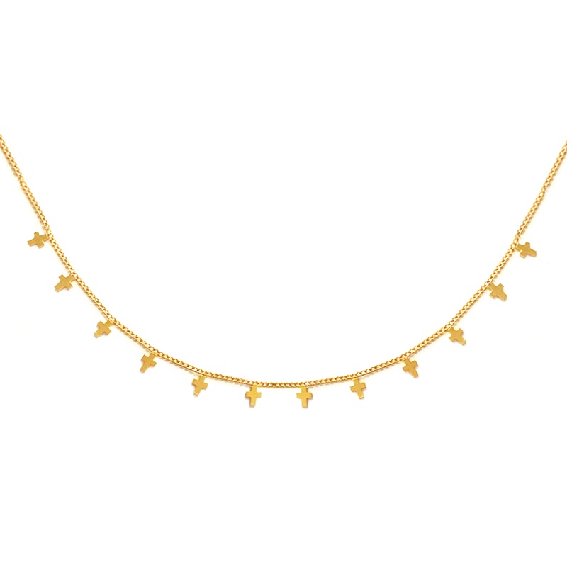 collar minicruces acero dorado
