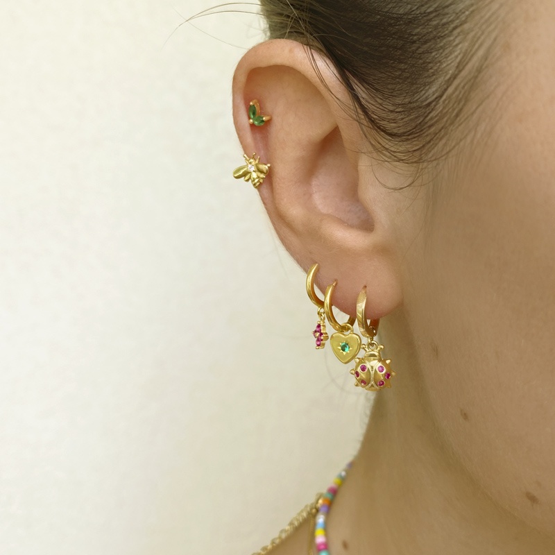 pendientes aro corazon oro 2