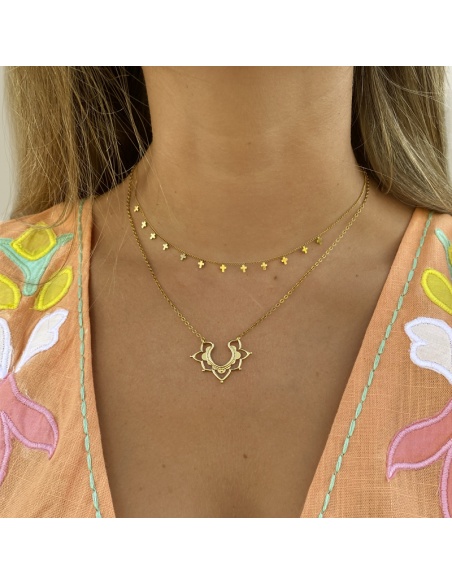 collar cruces doradas acero