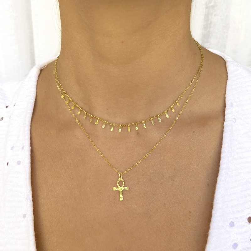 collar mini colgantes acero dorado 2