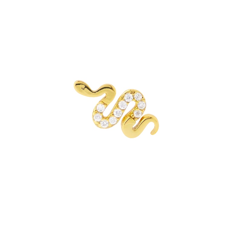 piercing mini serpiente circonitas oro