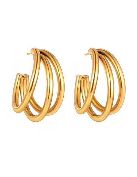pendientes triple aro oro