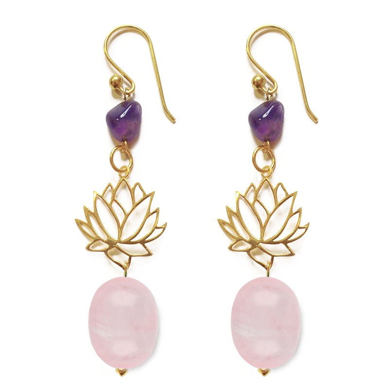 pendientes flor de loto oro