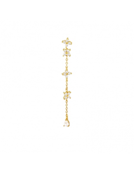 pendiente largo flores oro