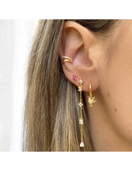 pendiente largo oro circonitas