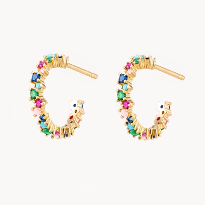 pendientes aros circonitas colores