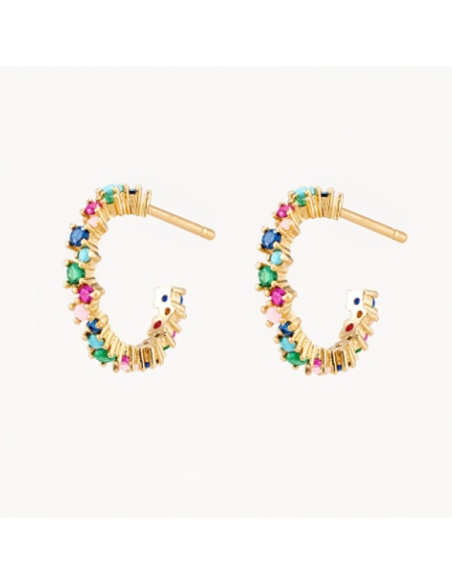 pendientes aros circonitas colores