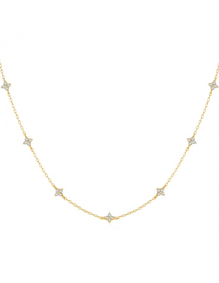 collar flores circonitas oro