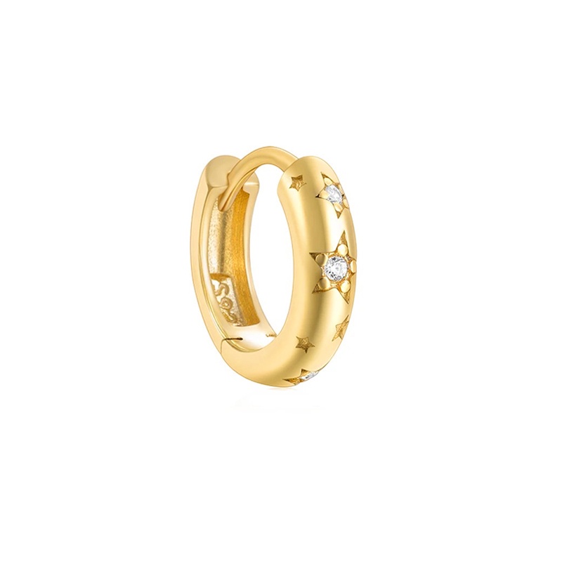 pendiente aro estrellas oro