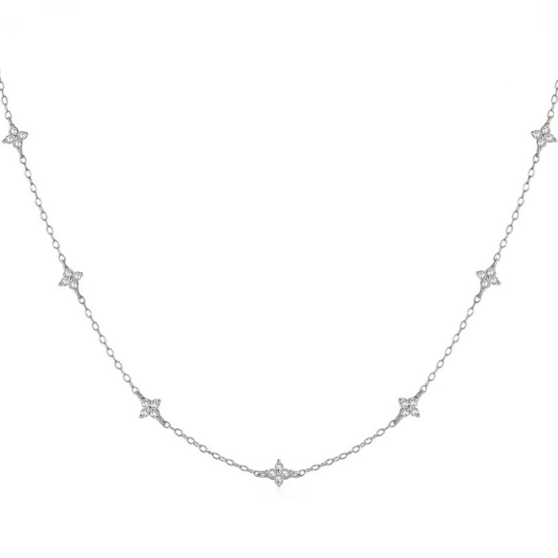 collar flores plata
